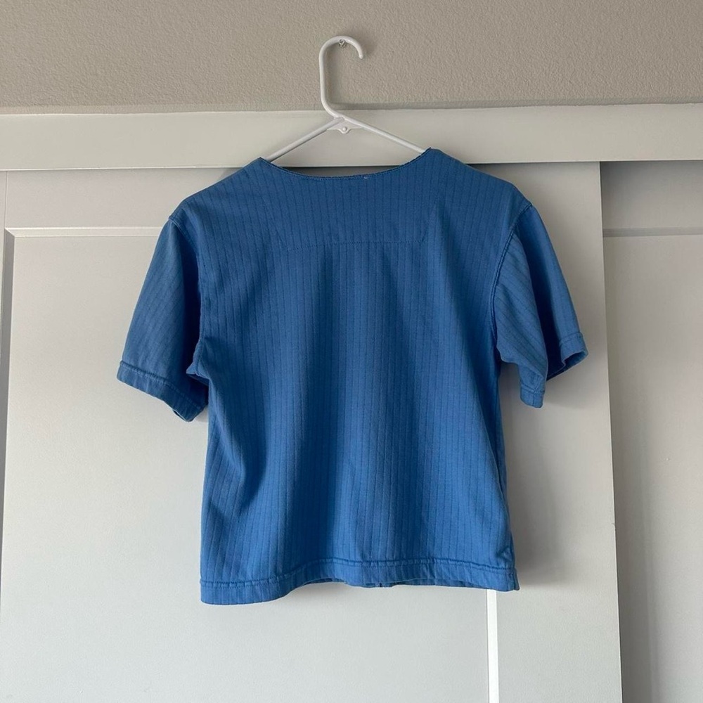 Basic Editions Blue Button-Up Top - image 3